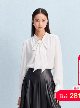 vq区绫致Vero Moda衬衫25秋冬纯色领口系带灯笼袖肌理感上衣通勤