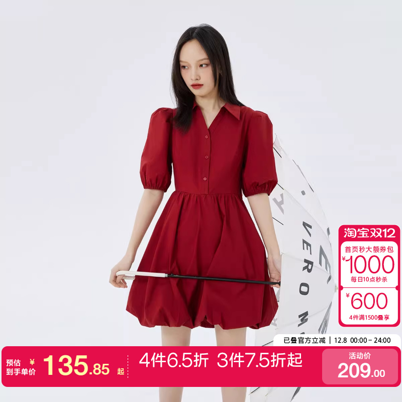 公主裙时尚纯棉泡泡袖高光连衣裙