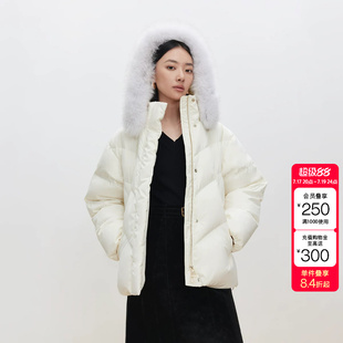 绫致ONLY冬季新款90白鸭绒面料珠光可拆卸毛领羽绒服女