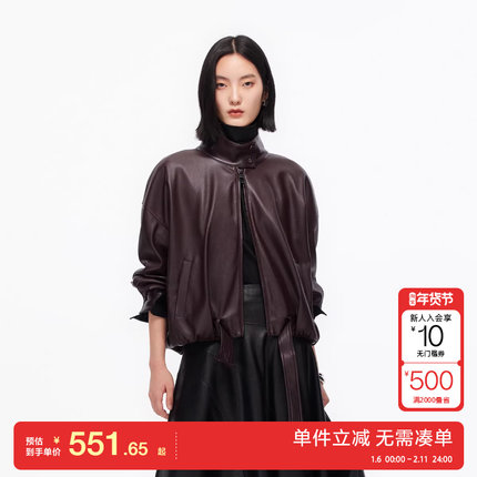 绫致Vero Moda夹克2025秋冬新款领口两穿宽松PU外套时尚帅气