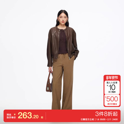 v区绫致Vero Moda休闲裤25秋冬松紧腰头加绒显高显瘦百搭直筒裤