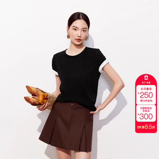 新款 纯棉圆领正肩纯色上衣休闲简约 ModaT恤女2026夏季 绫致Vero