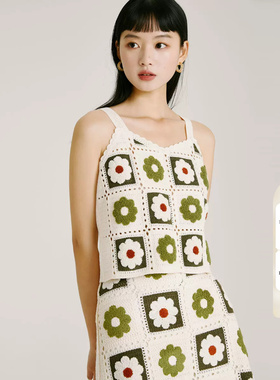 tq区绫致Vero Moda T恤女春夏甜美可爱针织背心吊带毛巾绣时尚