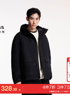 t区绫致杰克琼斯FFUM系列冬新潮流略宽松抽绳连帽立领棉服外套男