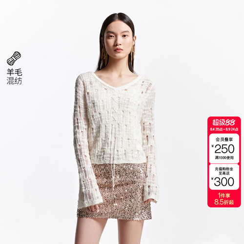 VeroModa系带亮片针织衫