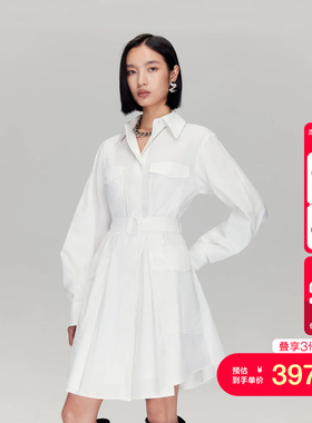 vq区绫致Vero Moda连衣裙秋冬新款含莱赛尔棉不规则底摆中裙
