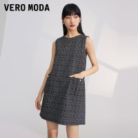 绫致Vero Moda2024春夏通勤OL字母简约直筒无袖短款连衣裙女|t区