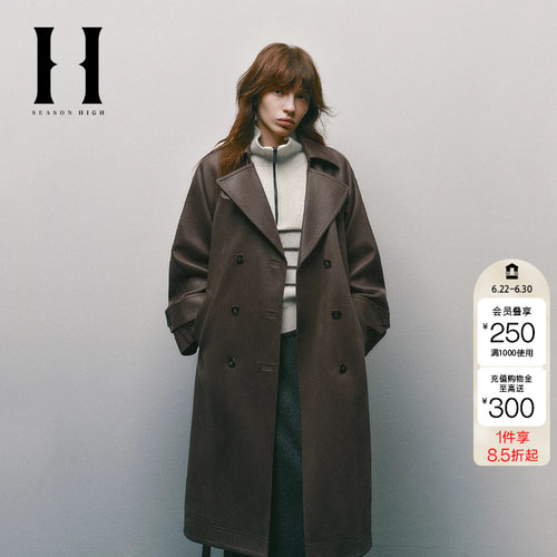 绫致SEASON HIGH 女装时尚潮流夹克大衣双排扣可调节纽扣
