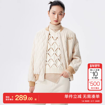 绫致Vero Moda夹克外套女2024秋冬宽松立领绗缝棒球夹克休闲时尚