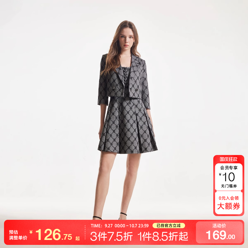 tq区VeroModa连衣裙套装25夏玫瑰吊带百褶高腰可调肩带短裙