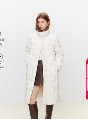 绫致ONLY2024冬季新款90白鸭绒简约风宽松立领羽绒服女时尚潮