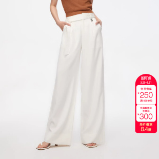 ONLY春夏新款 女潮 休闲通勤纯色高腰宽松阔腿休闲裤