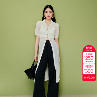 绫致Vero Moda连衣裙春夏镂空设计纽扣门襟直筒裙气质百搭