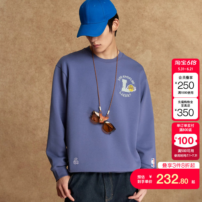 kq区绫致杰克琼斯NBA联名湖人队冬卫衣运动百搭时尚上衣