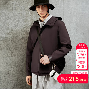 tq区绫致杰克琼斯秋冬潮户外百搭防泼水宽松连帽拉链夹克外套男