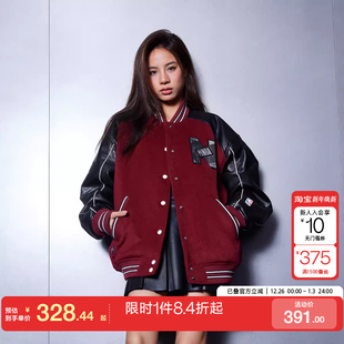 ONLY2024秋冬新NBA联名款 撞色宽松双面呢毛呢外套女时尚