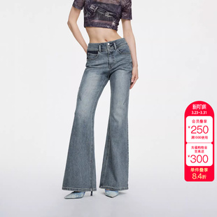 女士潮流 牛仔裤 绫致ONLY秋冬新时尚 百搭水洗高腰喇叭裤