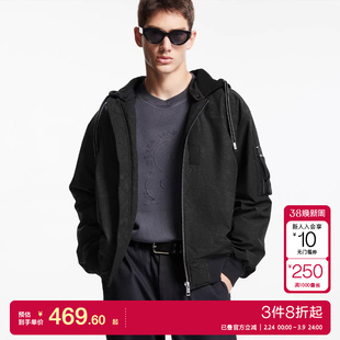 vj区绫致杰克琼斯春夏出街百搭精致字母胶印连帽舒适夹克外套男