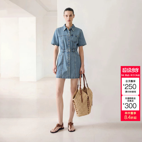 绫致ONLY2026夏季新款翻领裙子收腰利落短裙牛仔连衣裙女