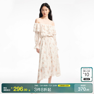 Moda连衣裙25春夏甜美优雅花朵荷叶边松紧腰有内衬潮 v区Vero