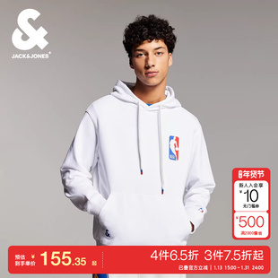 t区绫致杰克琼斯男卫衣NBA联名百搭舒适纯棉抽绳连帽刺绣长袖男