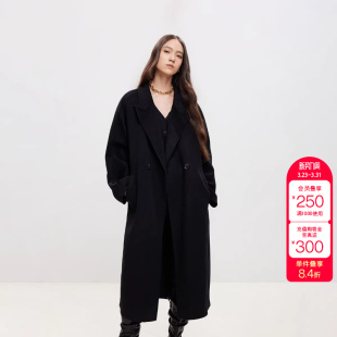 绫致ONLY秋季 休闲通勤风含绵羊毛茧型毛呢大衣女 新款