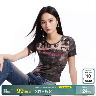 上衣時(shí)尚 v區(qū)綾致Vero ModaT恤女2025春夏新款 印花甜酷街頭風(fēng)短款