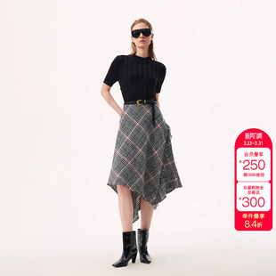 A字短袖 拼接针织衫 中长裙连衣裙女 新款 绫致ONLY2026春季