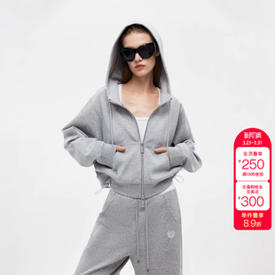 卫衣女 撞色抽绳下摆宽松落肩连帽短款 绫致ONLY秋季 新款