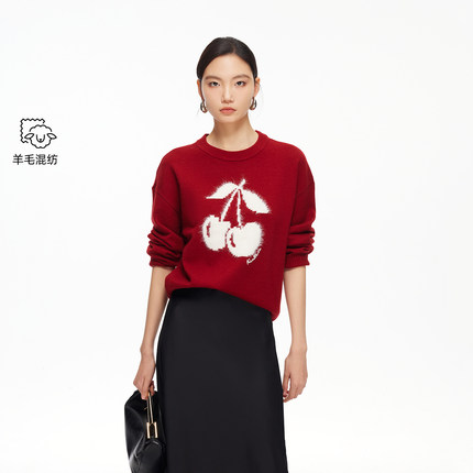 绫致Vero Moda针织衫2026春季新款含绵羊毛樱桃优雅时髦