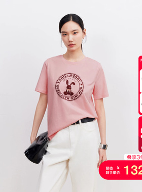 vq区绫致Vero ModaT恤女26夏纯棉兔子印花圆领短袖简约时尚通勤