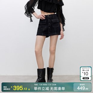 牛仔裤 绫致ONLY2025夏季 短裤 新款 女 复古高腰显瘦A字裙裤