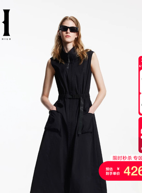 绫致SEASON HIGH秋季立领A字裙摆立体字母胶印连衣裙女装