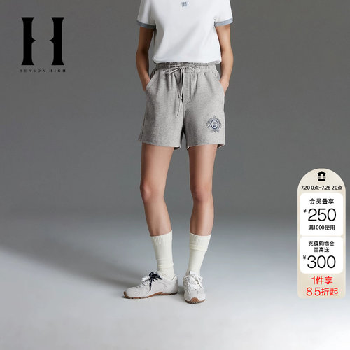 绫致SEASONHIGH x NFL联名酋长队女短裤松紧腰头刺绣休闲女裤