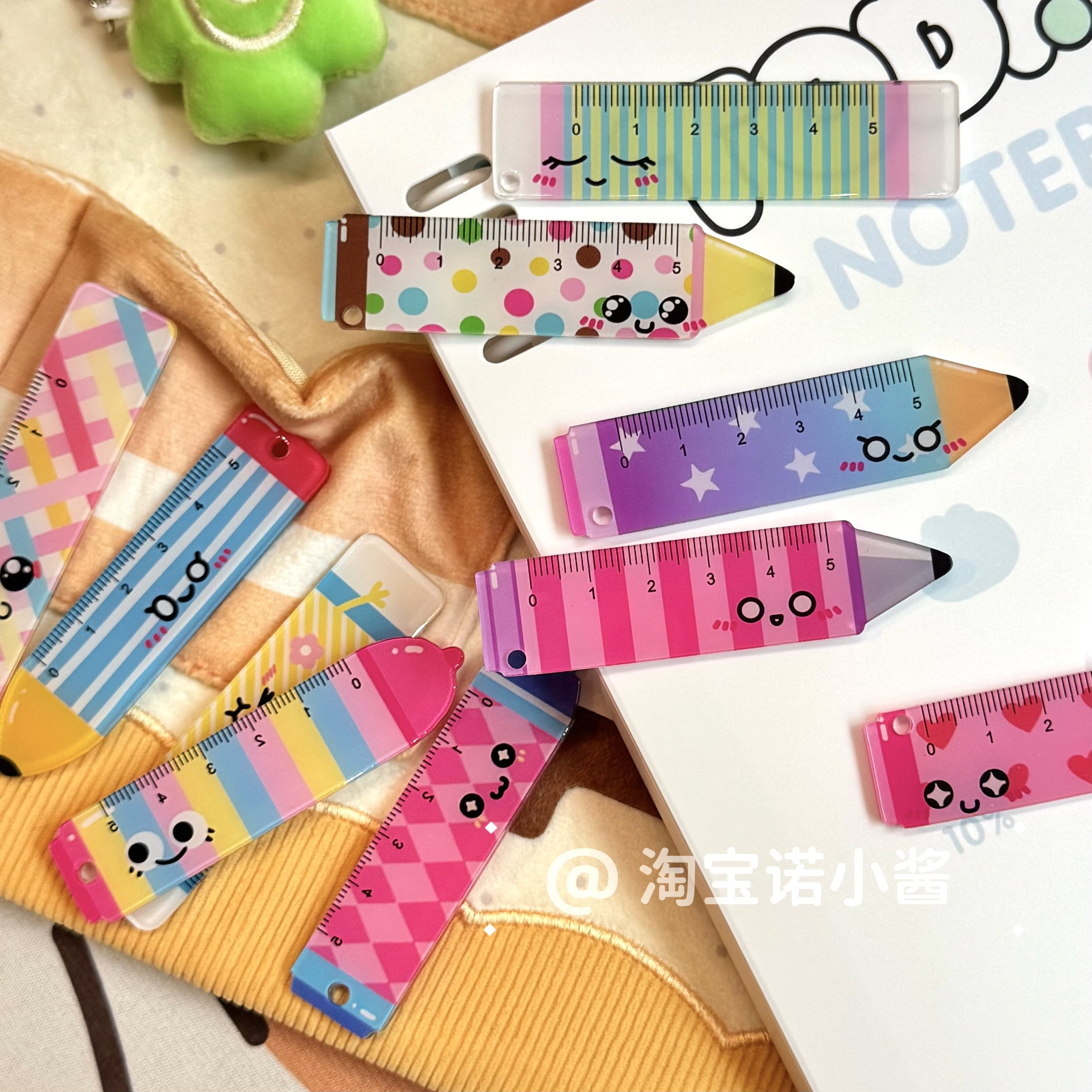 创意Mini亚克力彩色尺子学生加厚掌心直尺学习文具直线小学生文具
