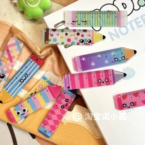 创意Mini亚克力彩色尺子学生加厚掌心直尺学习文具直线小学生文具
