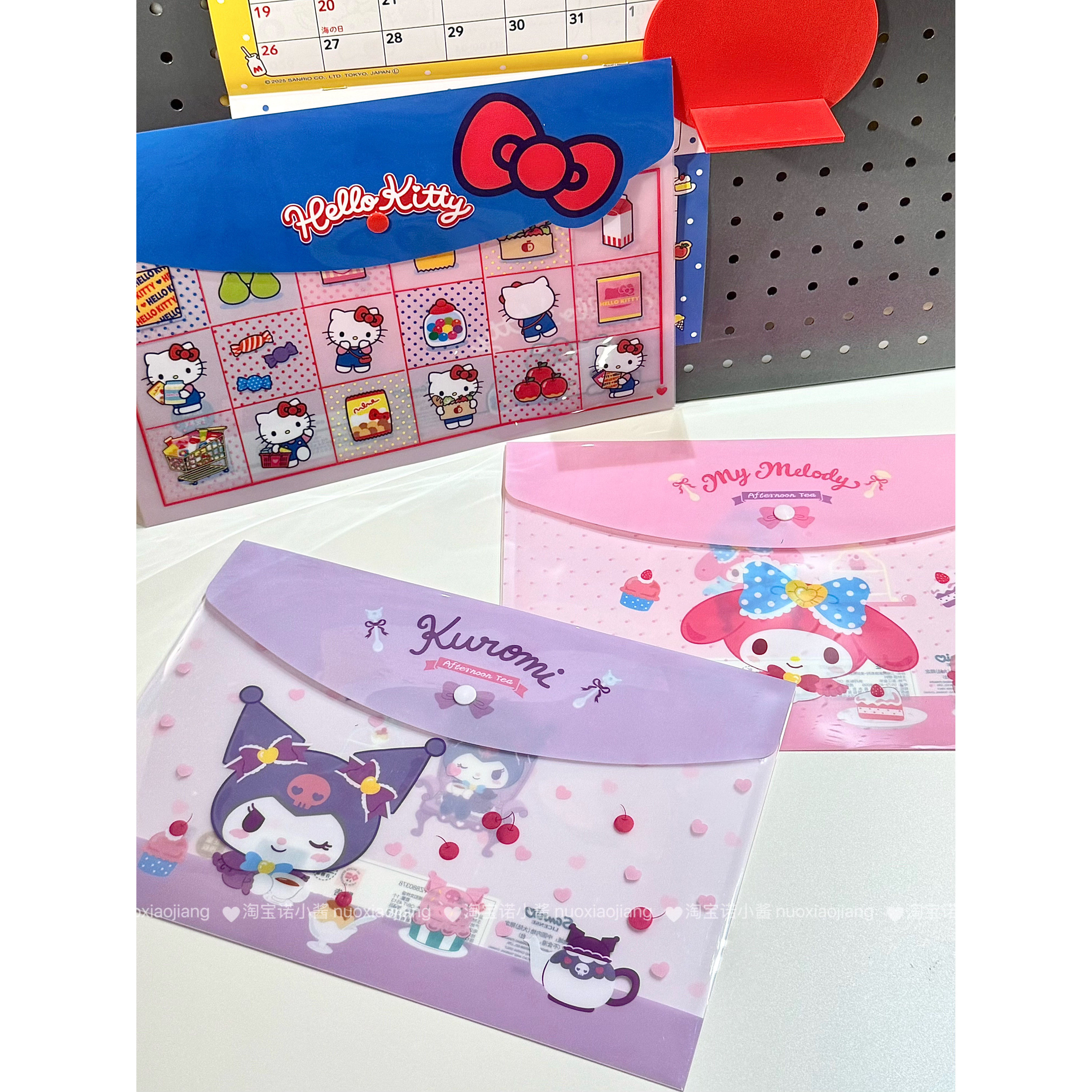 PVC按扣A4三丽鸥文件袋卡通可爱按扣学生办公资料袋试卷大收纳袋