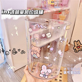 ins透明风可爱小熊垃圾桶居家宿舍大容量厨房卧室少女心杂物收纳