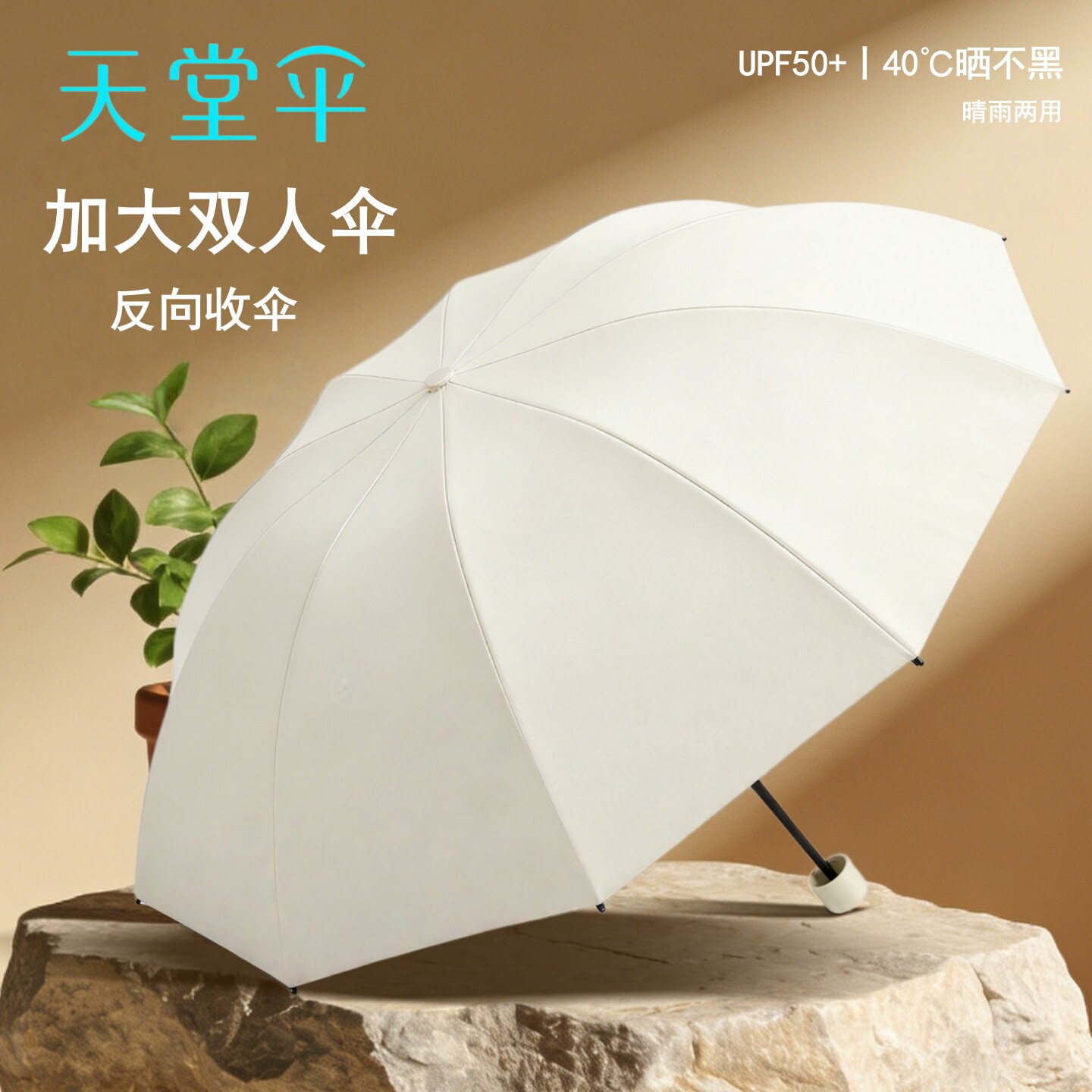 天堂伞十骨抗风双人加大号加固黑胶遮阳防晒伞太阳伞晴雨伞两用女