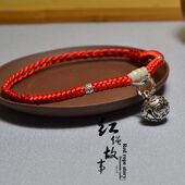 潮复古宫铃纯银铃铛会响本命年转运红绳脚链女红色足链男 2024新款