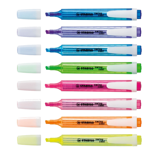 德国STABILO思笔乐275荧光笔乐酷粉彩淡彩色马卡龙大容量标记笔学生用护眼记号做笔记的小神器专用划重点文具