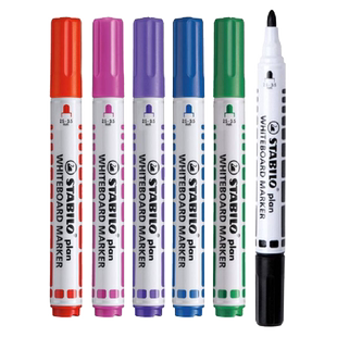 德国stabilo思笔乐白板笔641圆头白板用笔教学授课笔小初中学生高中生画板笔教师儿童幼儿园宝宝水性记号笔