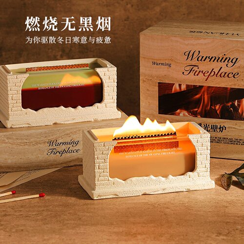 壁炉夜话香薰蜡烛小众高级生曰礼物白噪音安神香氛礼盒摆件伴手礼