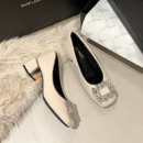 法式气质加绒高跟鞋女2025新款冬季白色毛毛鞋绝美晚晚鞋粗跟单鞋