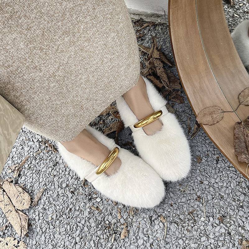 高级感白色毛毛鞋女秋冬季外穿2025新款内增高兔毛棉鞋加绒豆豆鞋,女鞋,浅口单鞋,淘宝优惠券,粉丝福利购,淘宝优惠卷