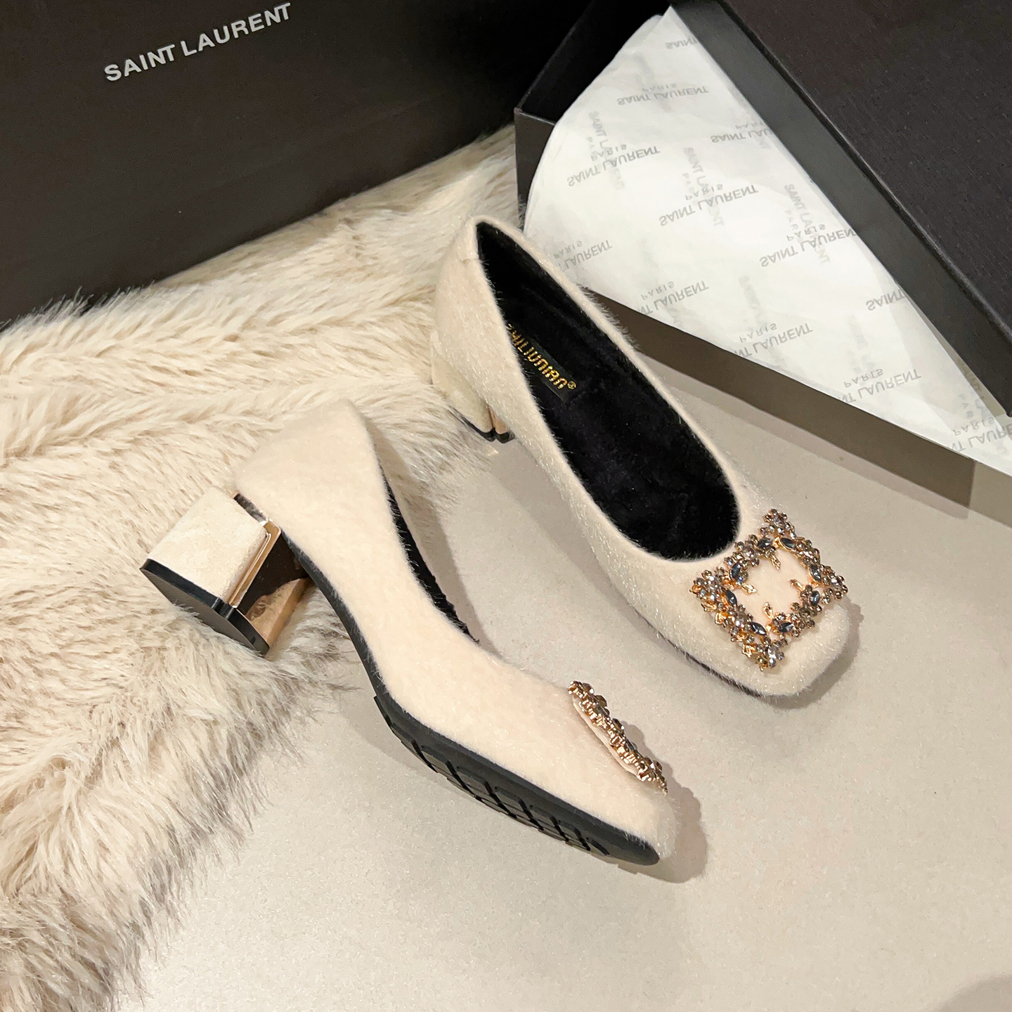 【免费试穿】法式气质加绒高跟鞋