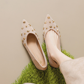 尖头单鞋 子小香风温柔晚晚鞋 女平底2026年新款 法式 春季 鞋 浅口瓢鞋