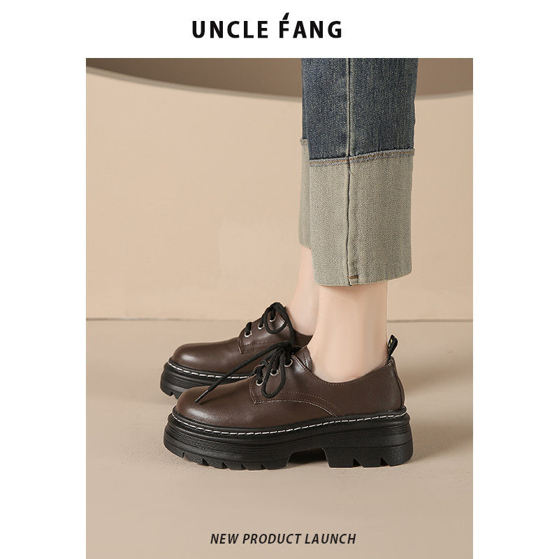 5cm增高粗跟乐福鞋小皮鞋英伦风