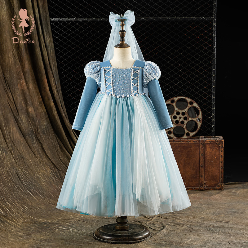 D.Bkyer女童爱莎公主裙秋装绝美千金感艾莎儿童生日女孩爱沙裙子
