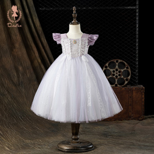 D.Bkyer童话女童夏季爱莎公主裙冰雪奇缘艾莎富家千金感生日裙子